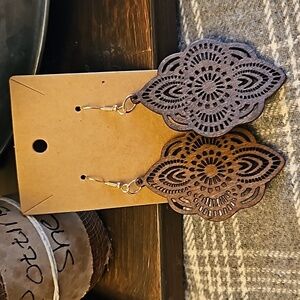 Wooden Laser Cut Teardrop Earrings
